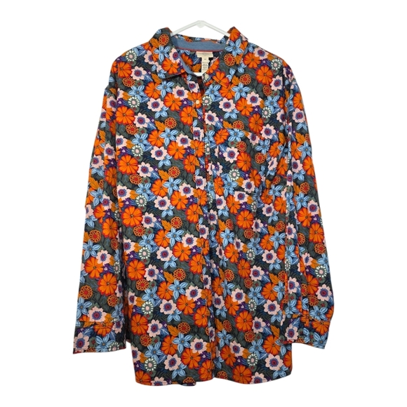 St. John's Bay Plus Womens Long Sleeve Relaxed Fit Button-Down Shirt 2X - Picture 4 of 5